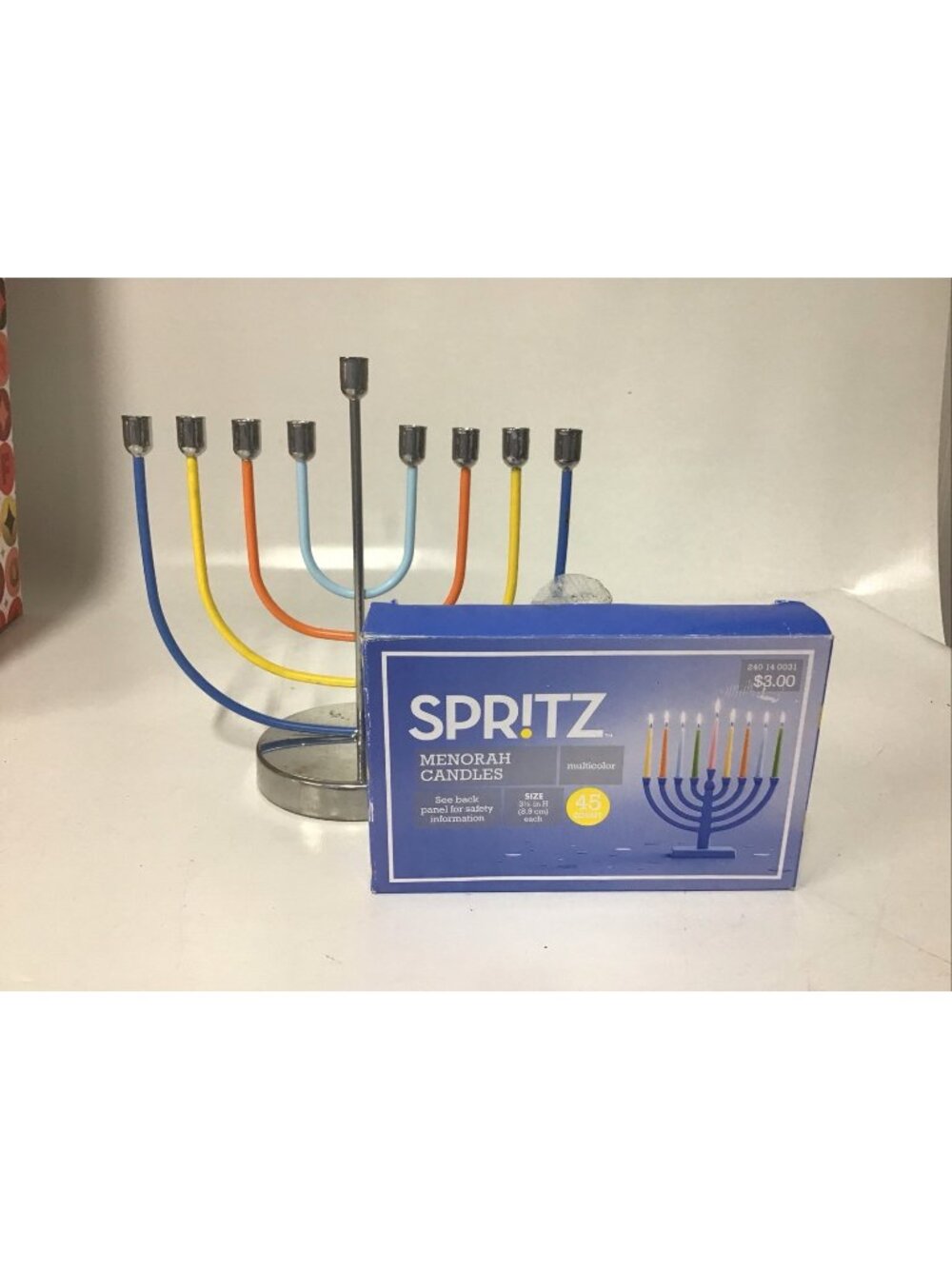 Colorful Hanukkah Menorah Candles Holder Candelabra Miracle of Light W/ Candles